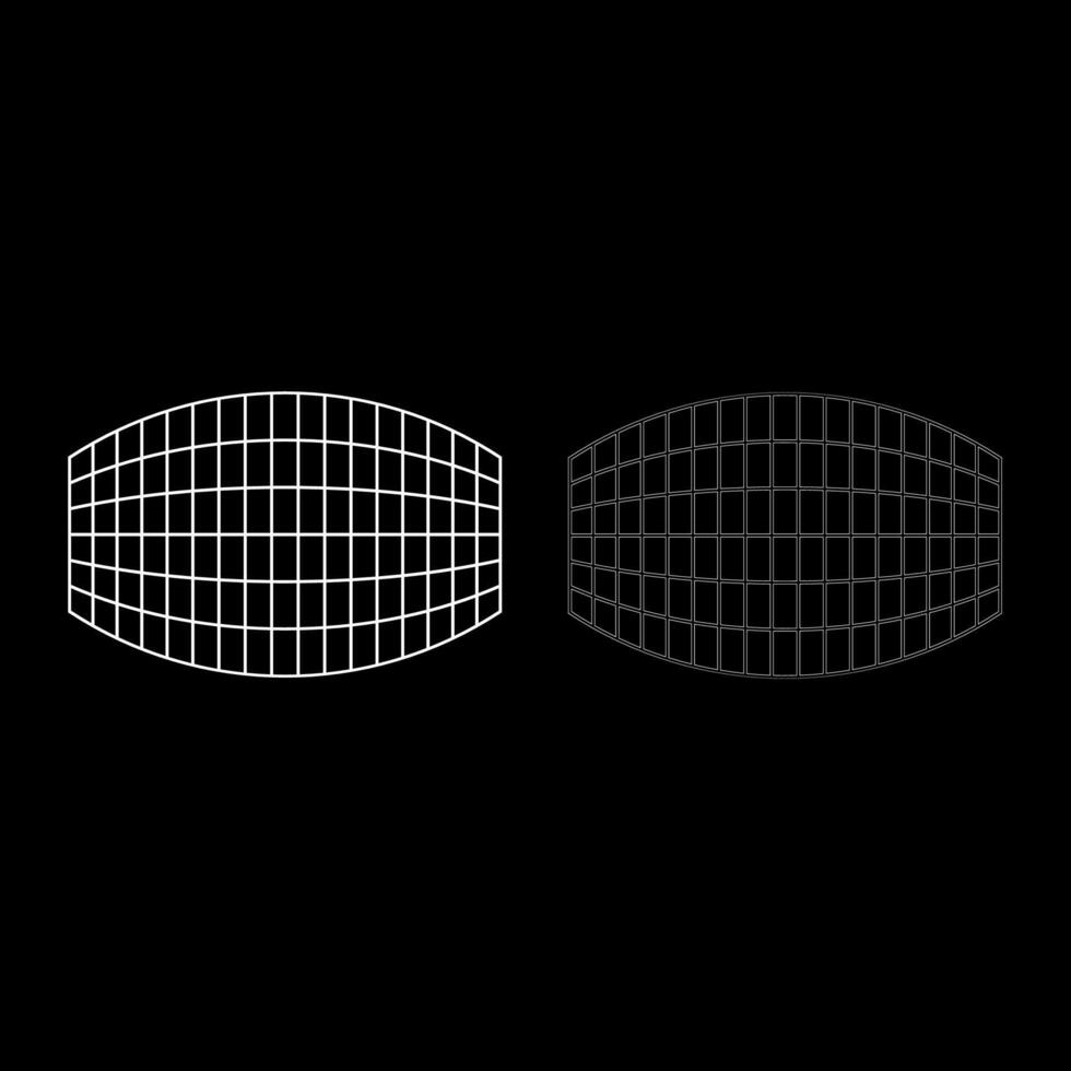 rectangle dans projection la grille à carreaux ensemble icône blanc Couleur vecteur illustration image solide remplir contour contour ligne mince plat style