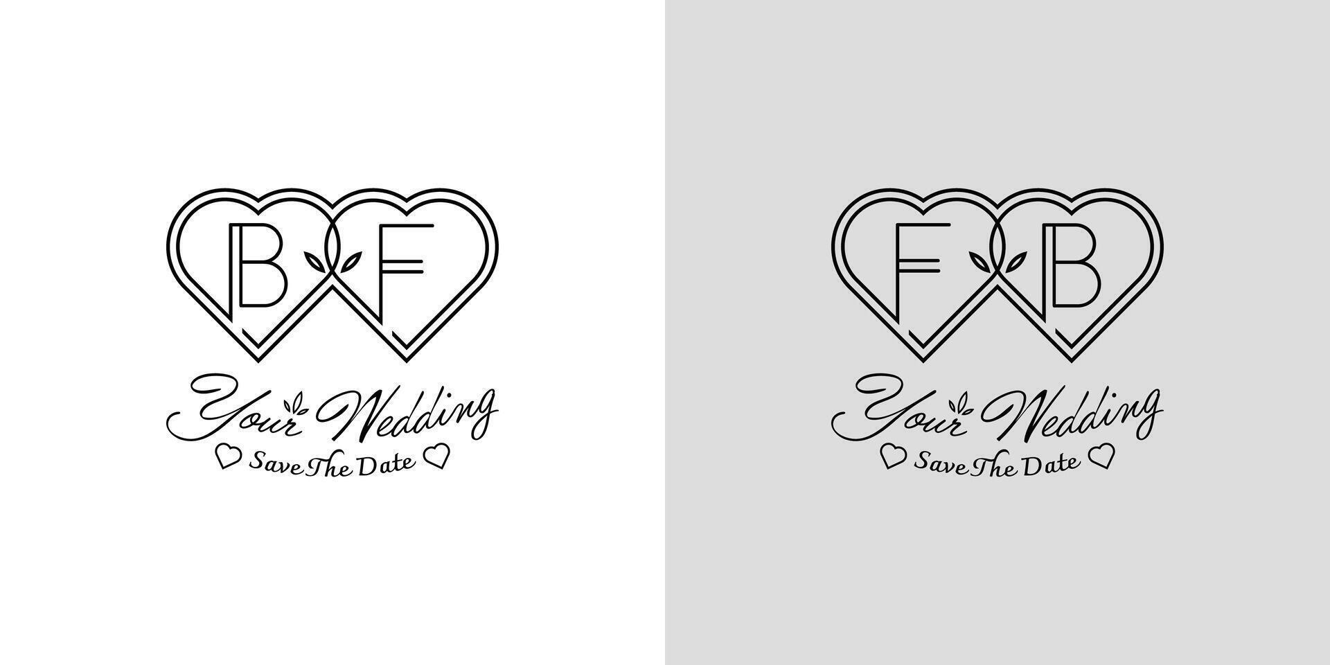 des lettres bf et fb mariage l'amour logo, pour des couples avec b et F initiales vecteur