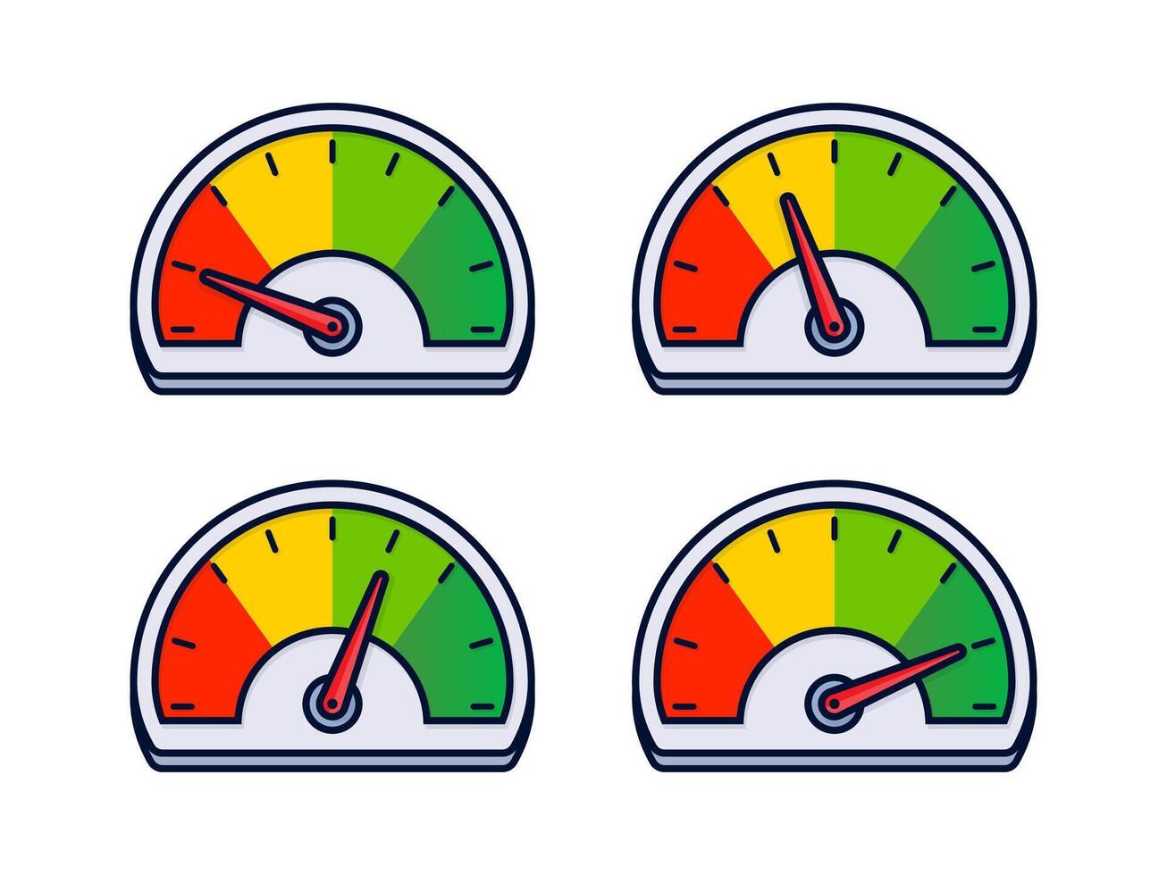 compteur de vitesse ensemble, jauge mètre. la vitesse cadran indicateur. escalader, niveau de performance. But progrès. vecteur illustration