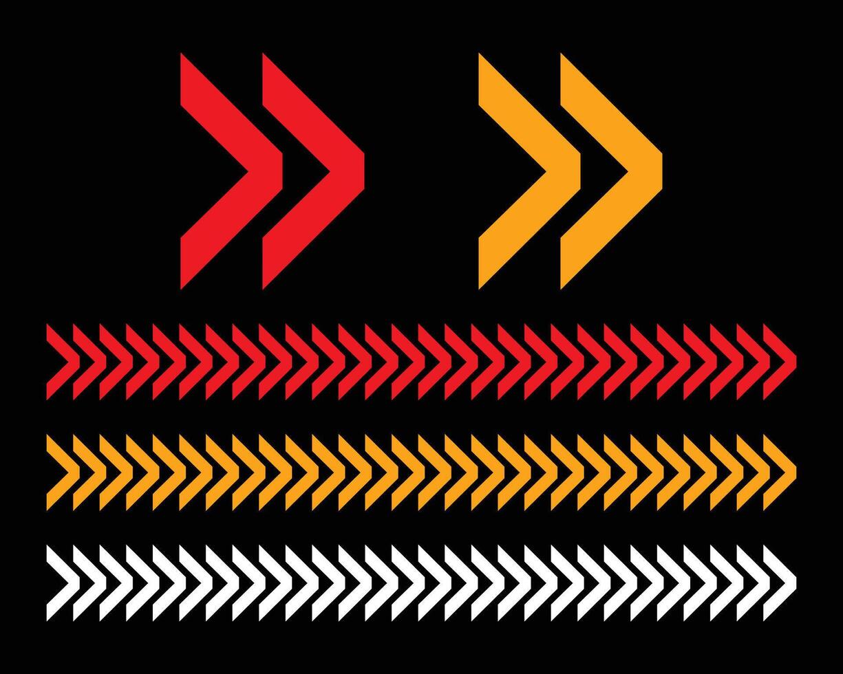 ensemble de rouge et Jaune La Flèche panneaux, abstrait flèche, chevron. La Flèche conception, rayé direction, vecteur illustration