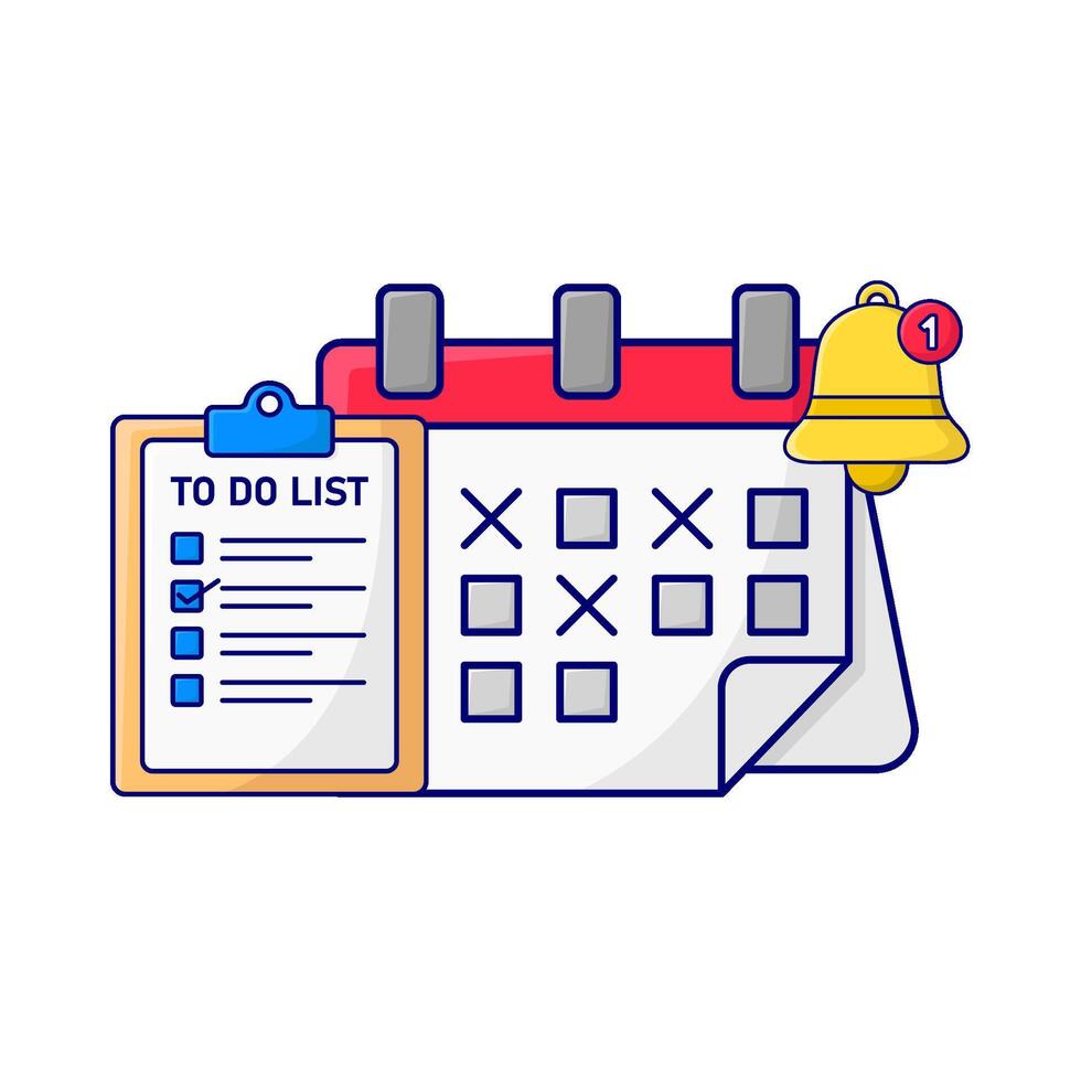 calendrier, à faire liste avec cloche notification illustration vecteur