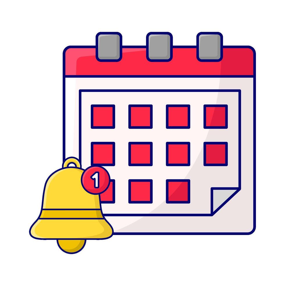 calendrier avec cloche notification illustration vecteur