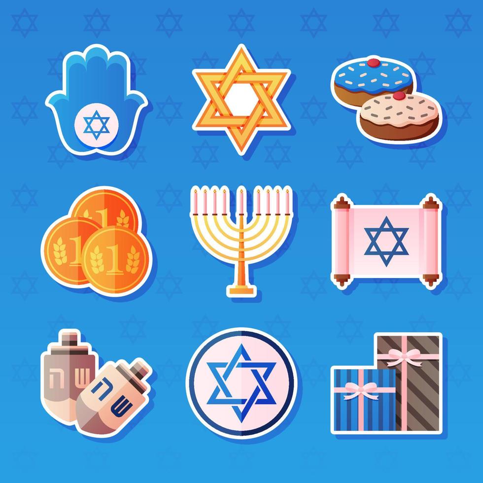 joyeux hanukkah stickers vecteur