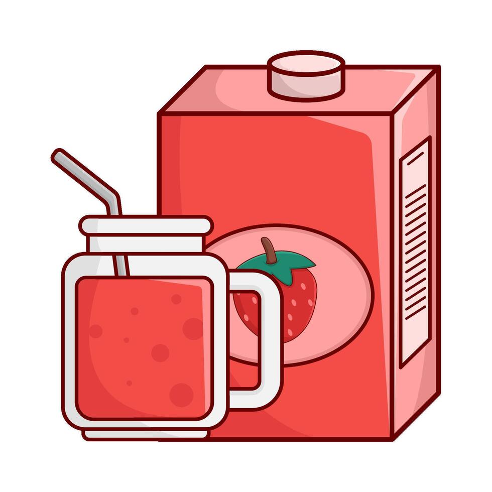boîte fraise jus avec verre fraise jus illustration vecteur