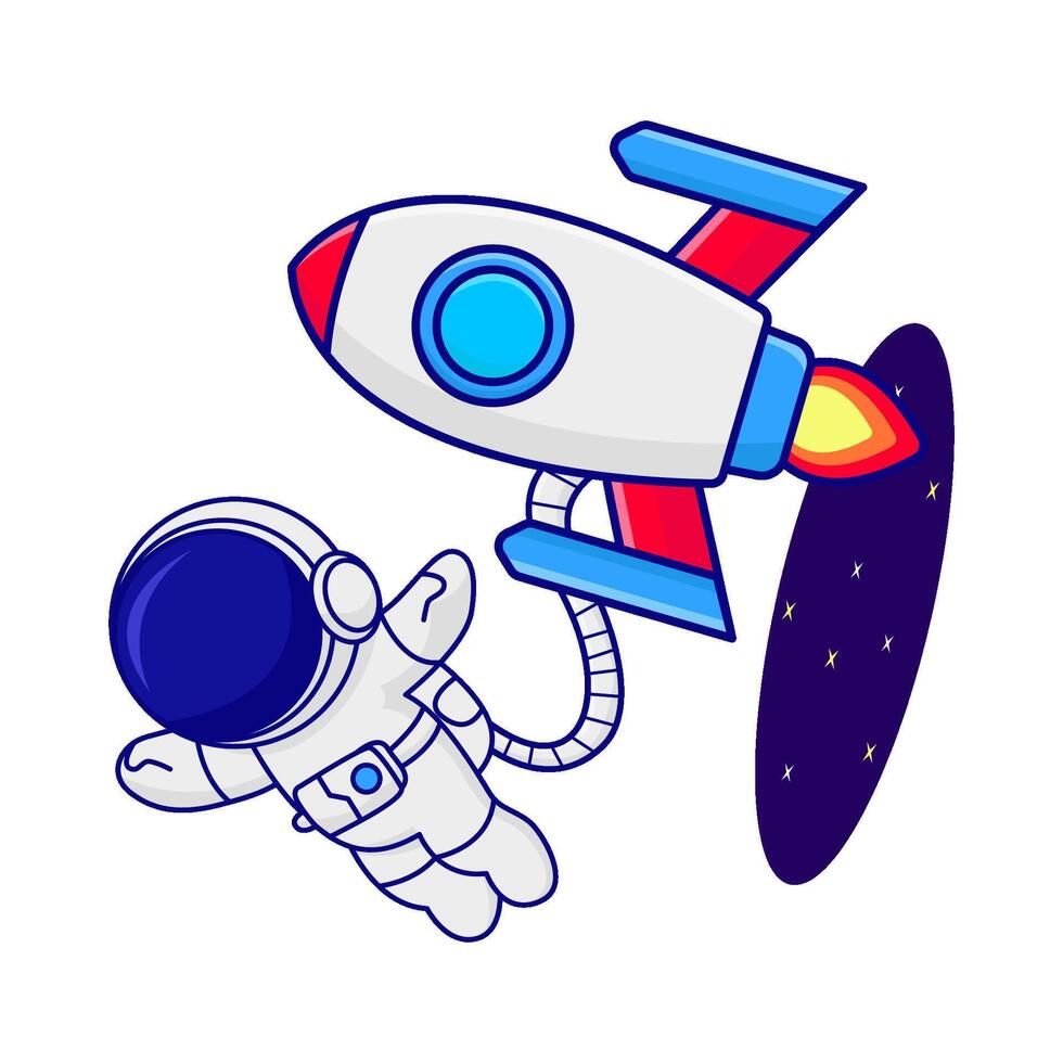 fusée avec astronaute illustration vecteur