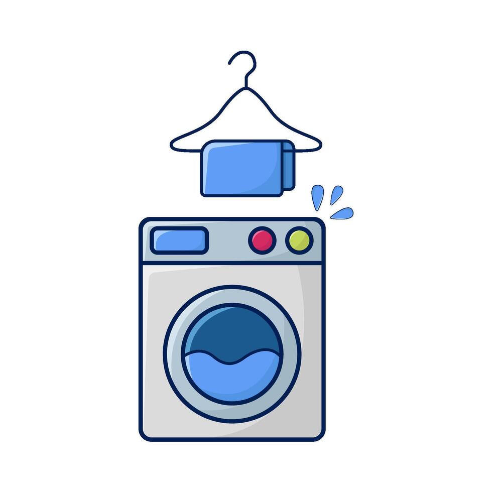 la lessive machine avec serviette pendaison illustration vecteur