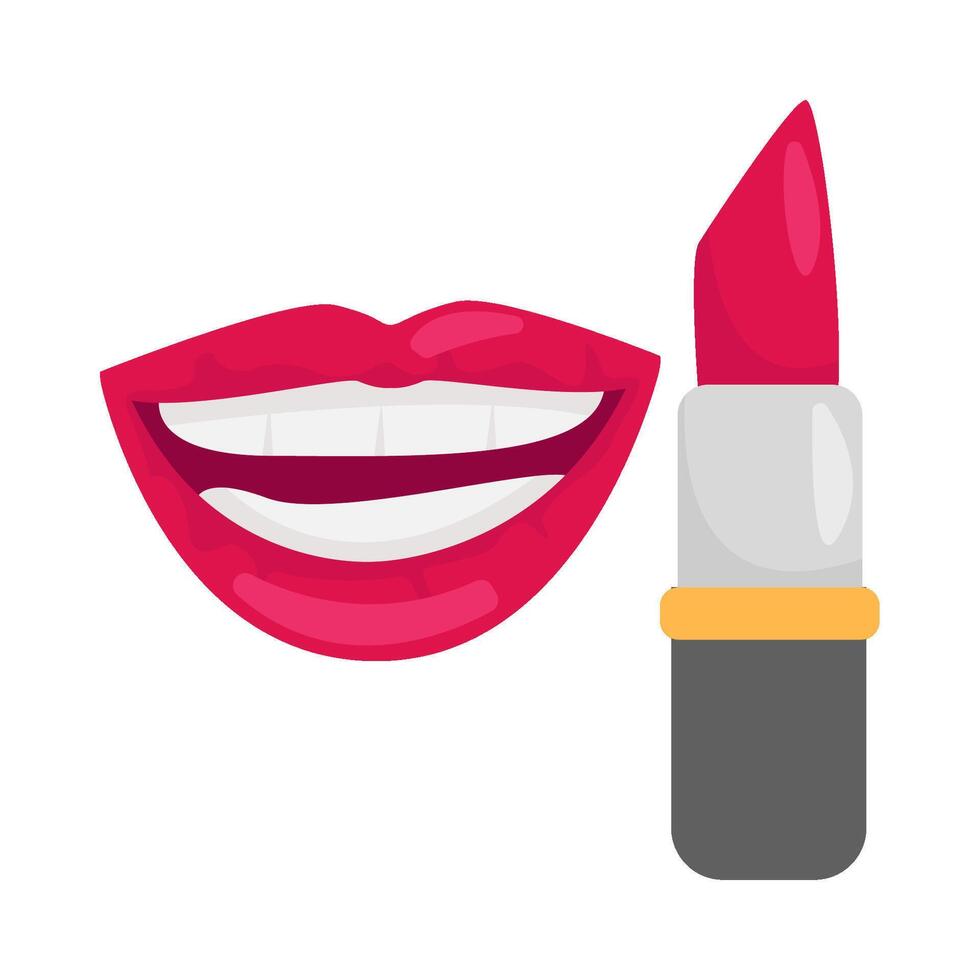 lèvres avec rouge à lèvres illustration vecteur