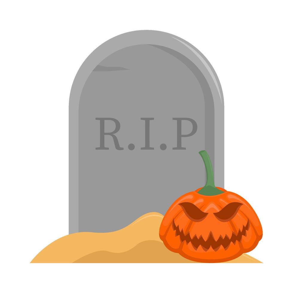 citrouille Halloween dans pierre tombale illustration vecteur