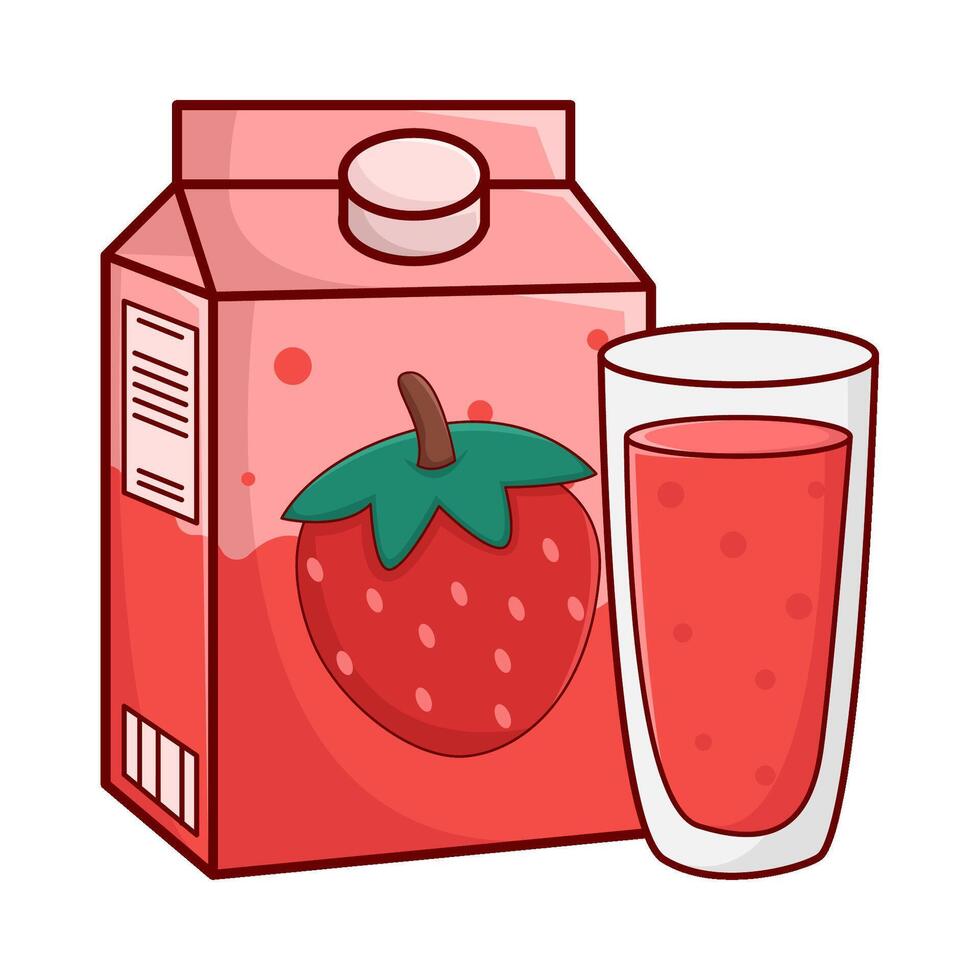 boîte fraise jus avec verre fraise jus illustration vecteur