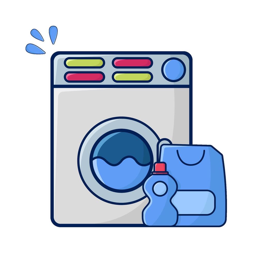 la lessive machine avec bouteille détergent illustration vecteur