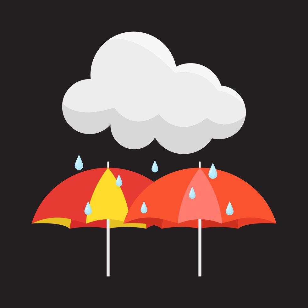 nuage pluie avec parapluie illustration vecteur