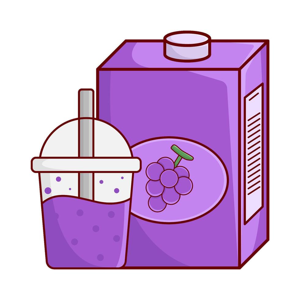 boîte grain de raisin jus avec tasse grain de raisin jus illustration vecteur