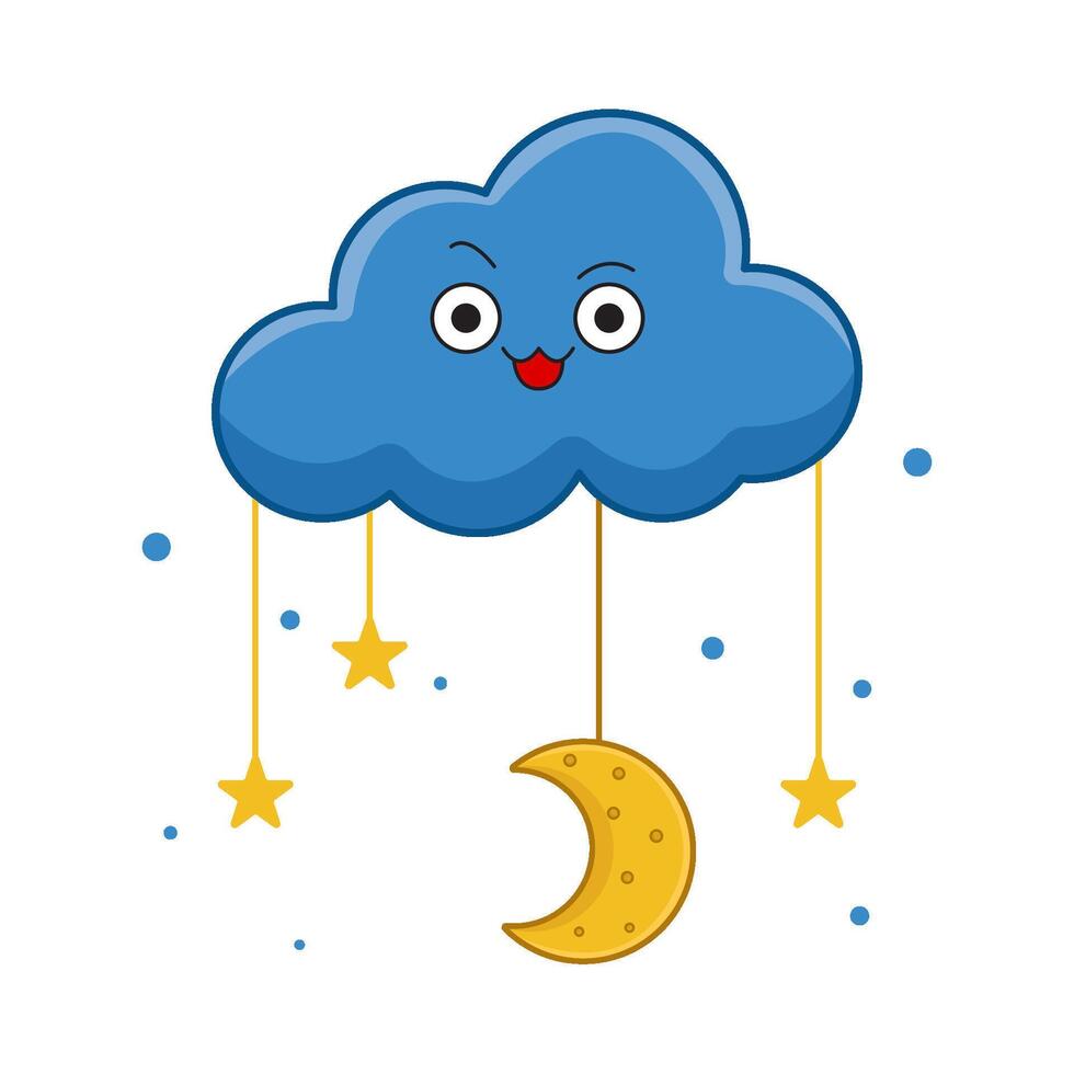 lune avec étoile dans nuage illustration vecteur