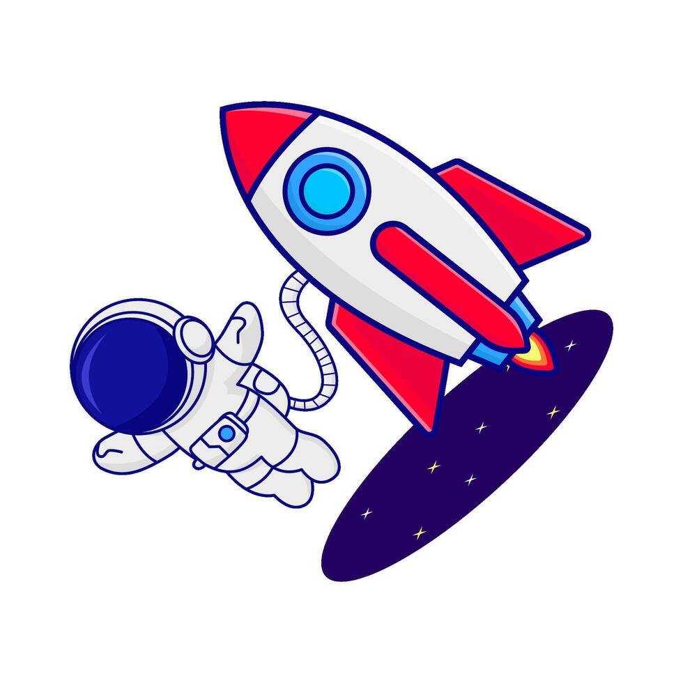 fusée avec astronaute illustration vecteur