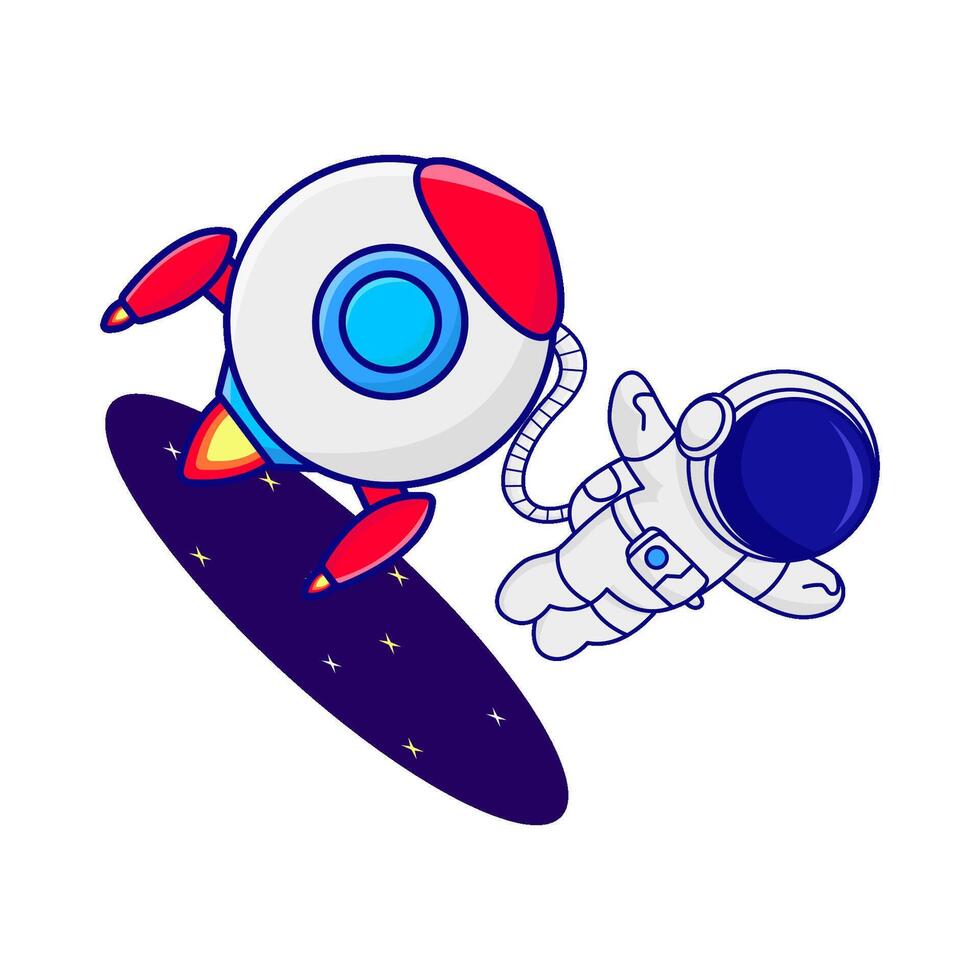 fusée avec astronaute illustration vecteur