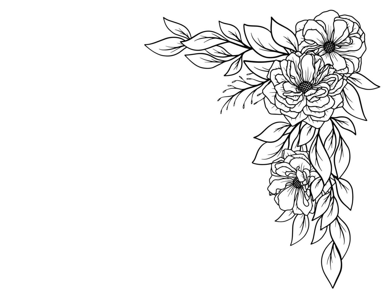 fleur bouquet ligne art illustration vecteur