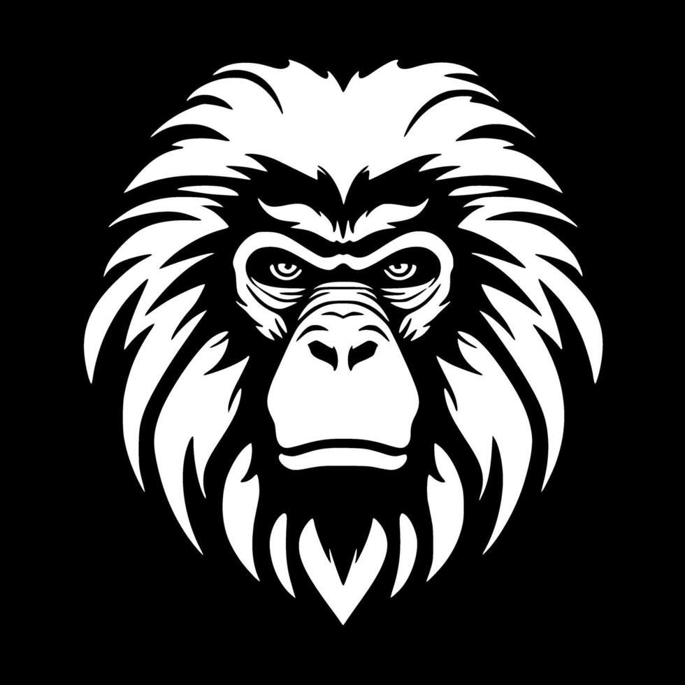 babouin - noir et blanc isolé icône - vecteur illustration