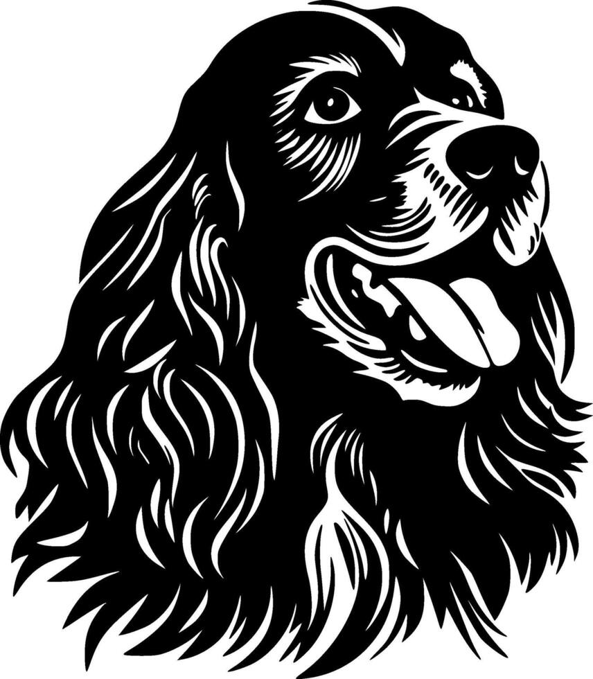 cocker épagneul - noir et blanc isolé icône - vecteur illustration