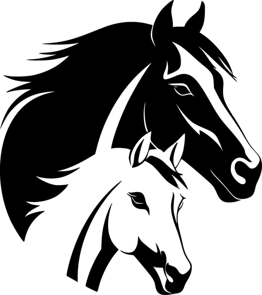 les chevaux - minimaliste et plat logo - vecteur illustration