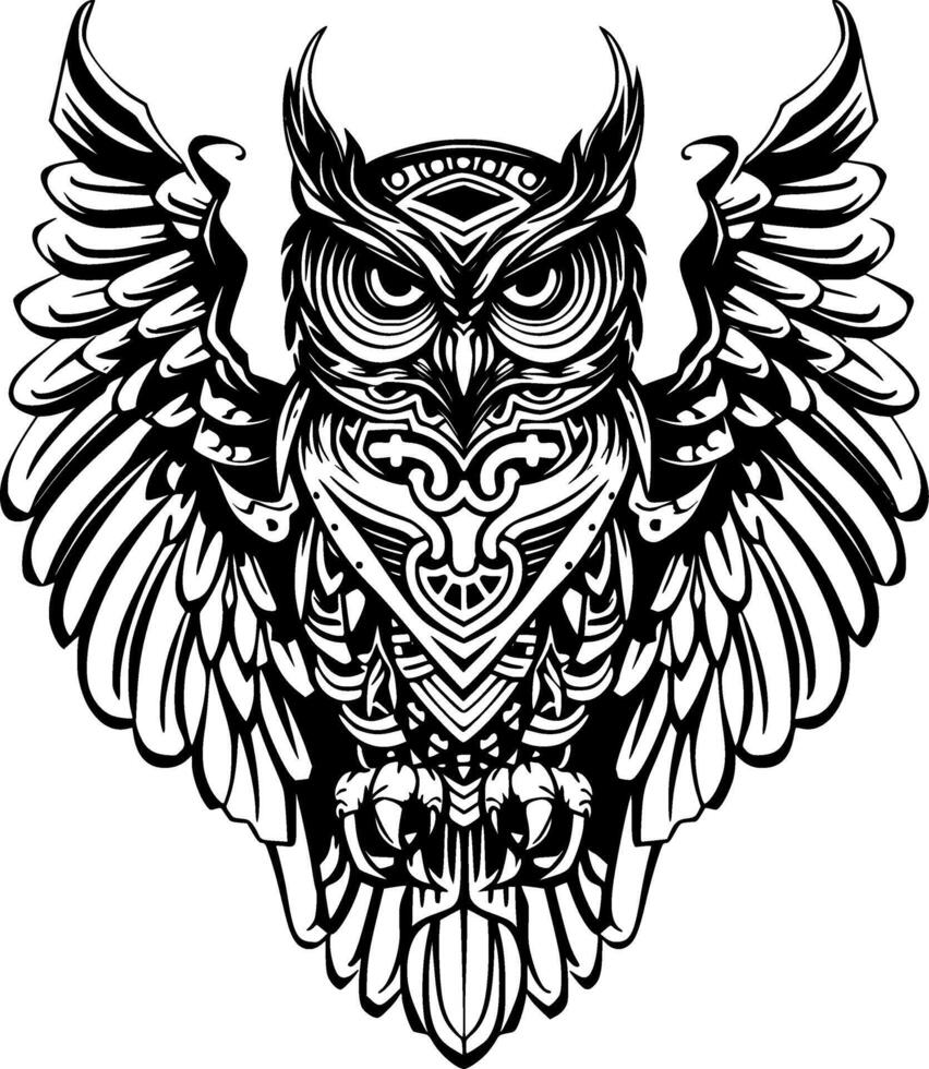 hibou, noir et blanc vecteur illustration