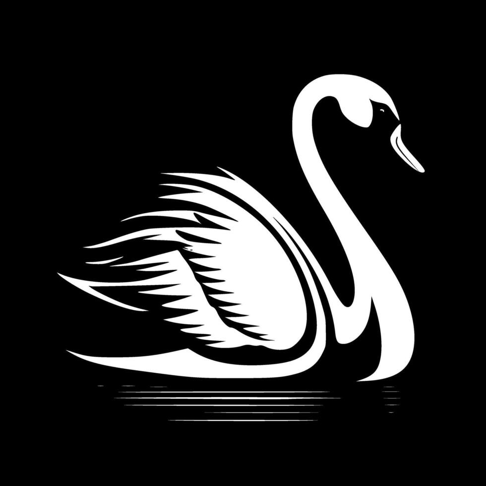 cygne - noir et blanc isolé icône - vecteur illustration