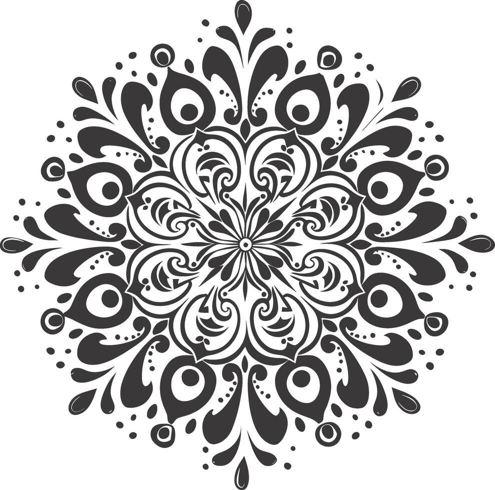 ai généré silhouette mandala fleur flocon de neige en forme de noir Couleur seulement vecteur