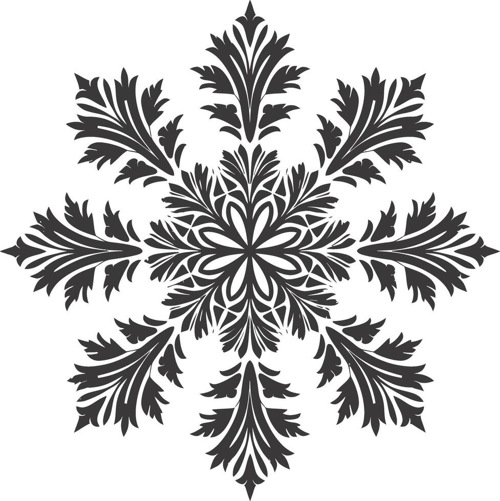 ai généré silhouette mandala fleur flocon de neige en forme de noir Couleur seulement vecteur