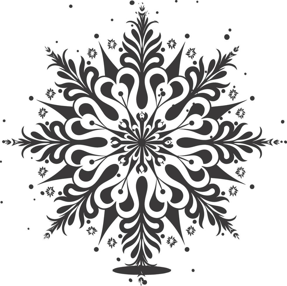 ai généré silhouette mandala fleur flocon de neige en forme de noir Couleur seulement vecteur