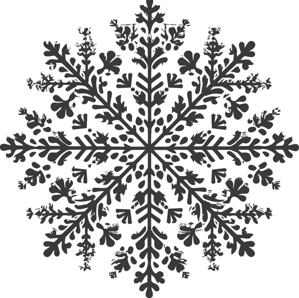 ai généré silhouette mandala fleur flocon de neige en forme de noir Couleur seulement vecteur