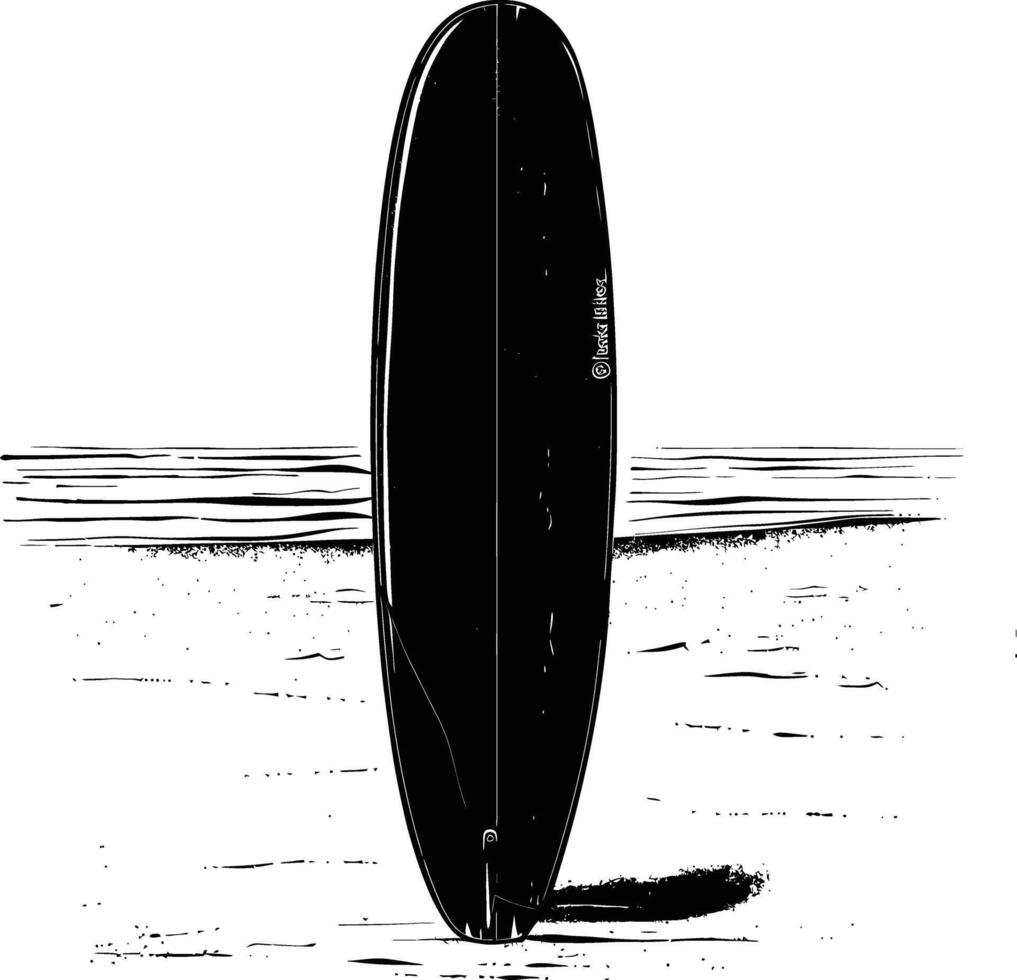 ai généré silhouette surfant planche sur le plage le sable noir Couleur seulement vecteur