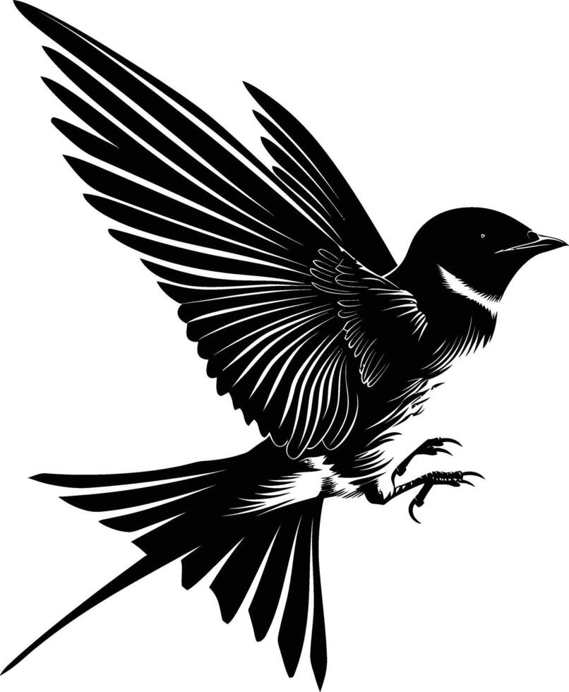 ai généré silhouette avaler oiseau écorcher noir Couleur seulement plein corps vecteur