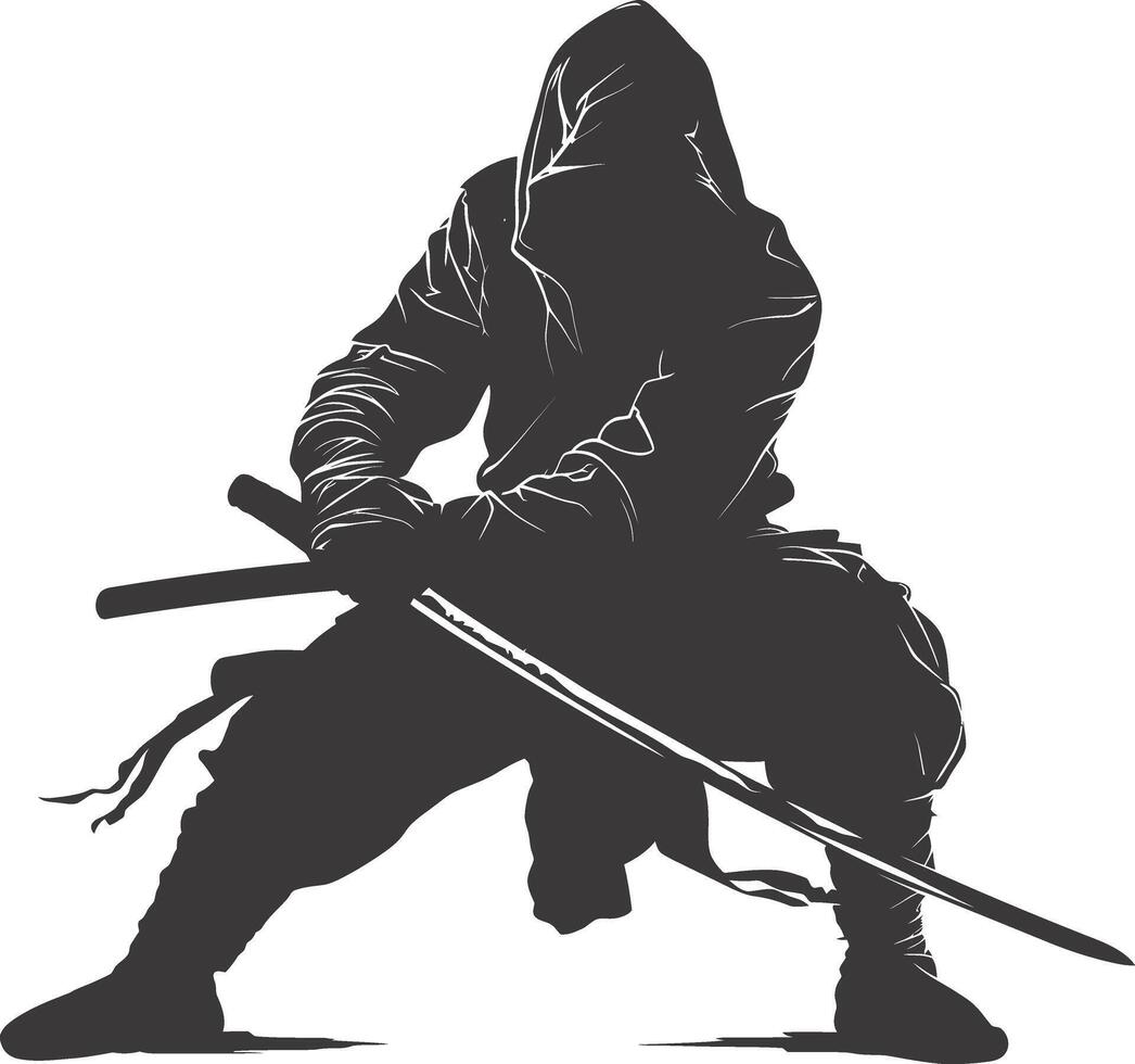 ai généré silhouette ninja assassin noir Couleur seulement plein corps vecteur