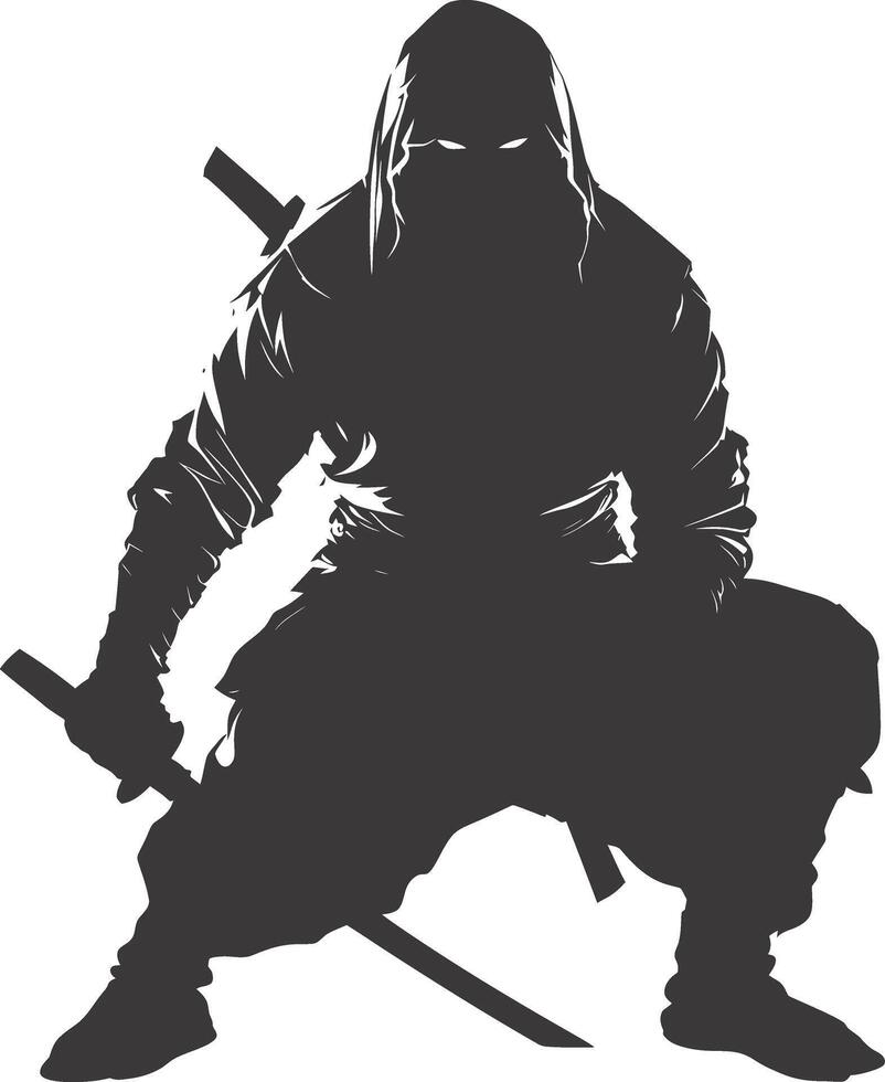 ai généré silhouette ninja assassin noir Couleur seulement plein corps vecteur