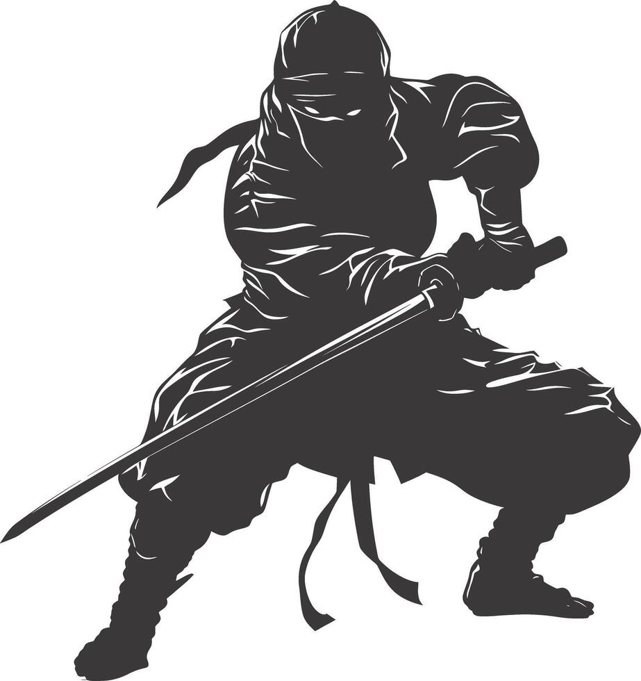 ai généré silhouette ninja assassin noir Couleur seulement plein corps vecteur