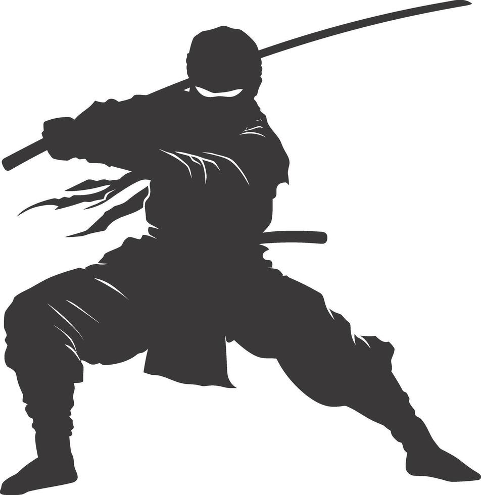 ai généré silhouette ninja guerrier noir Couleur seulement plein corps vecteur