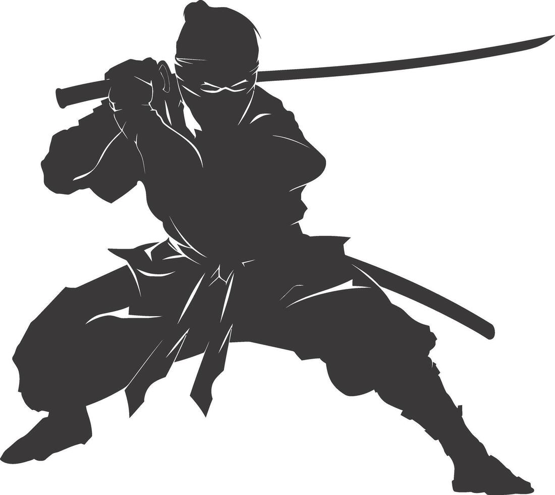 ai généré silhouette ninja guerrier noir Couleur seulement plein corps vecteur