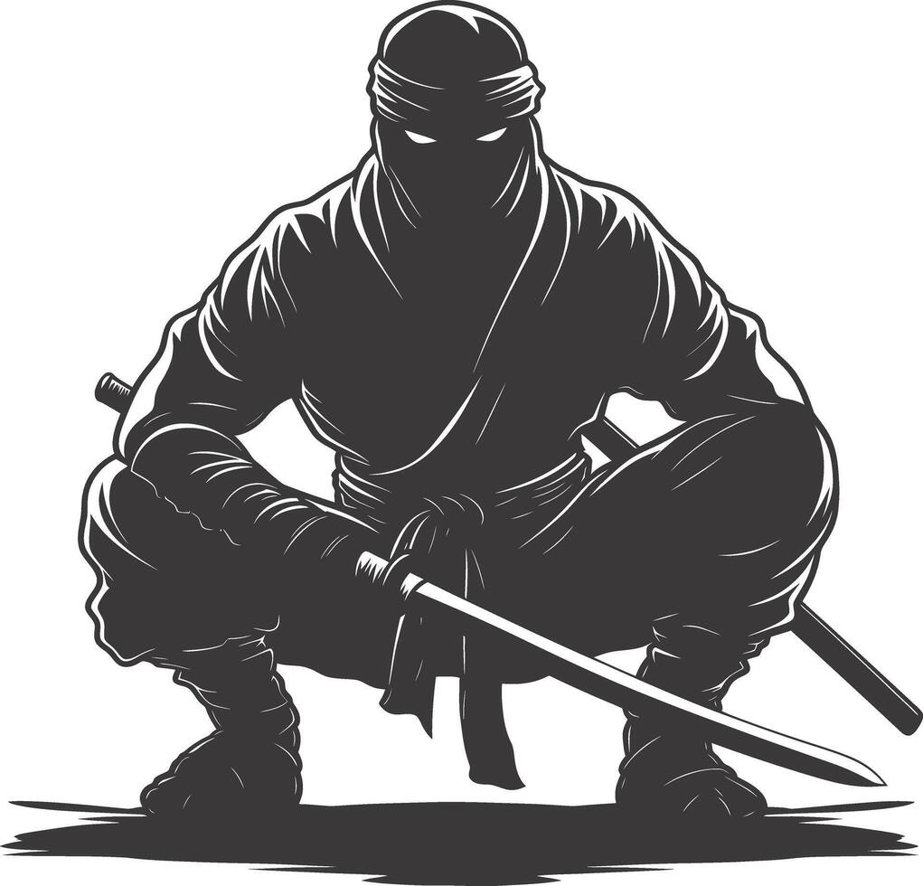 ai généré silhouette ninja noir Couleur seulement plein corps vecteur