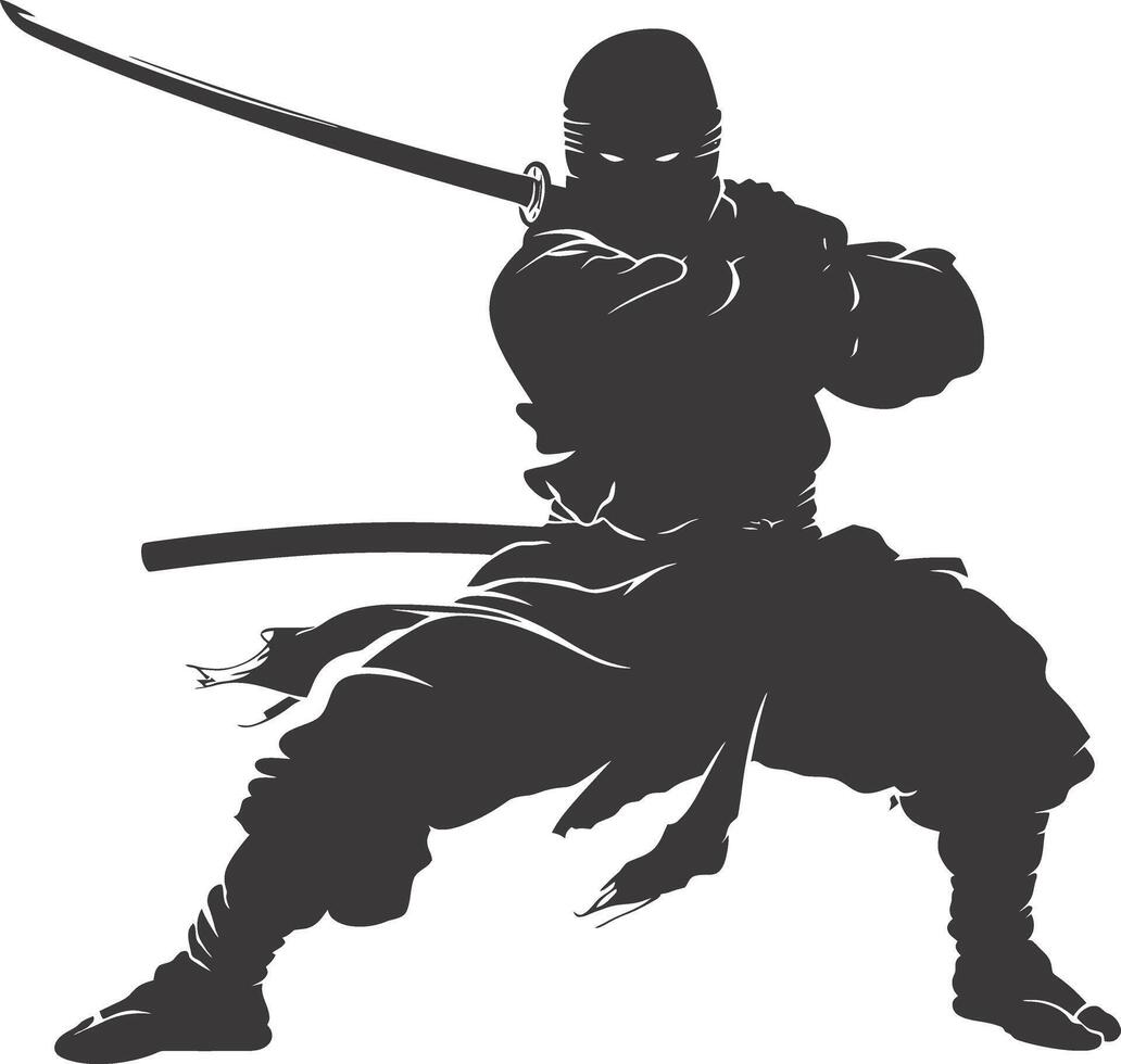 ai généré silhouette ninja noir Couleur seulement plein corps vecteur