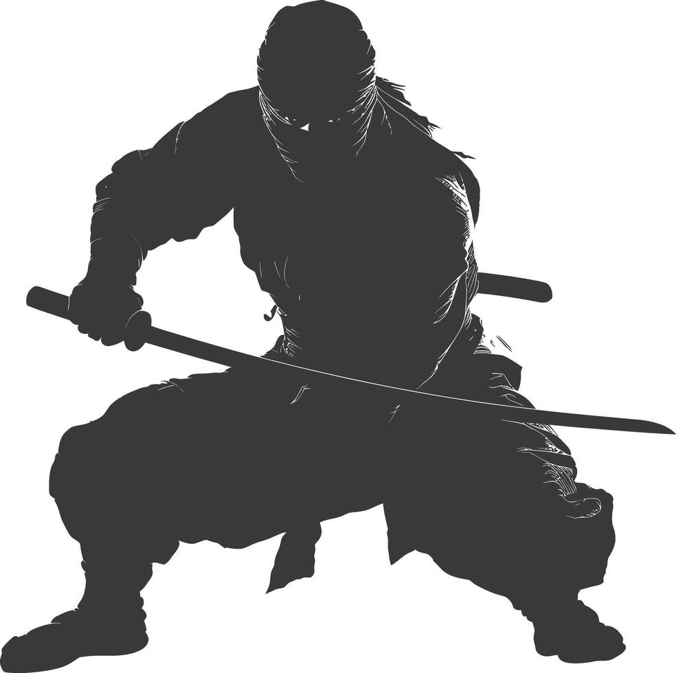 ai généré silhouette ninja noir Couleur seulement plein corps vecteur