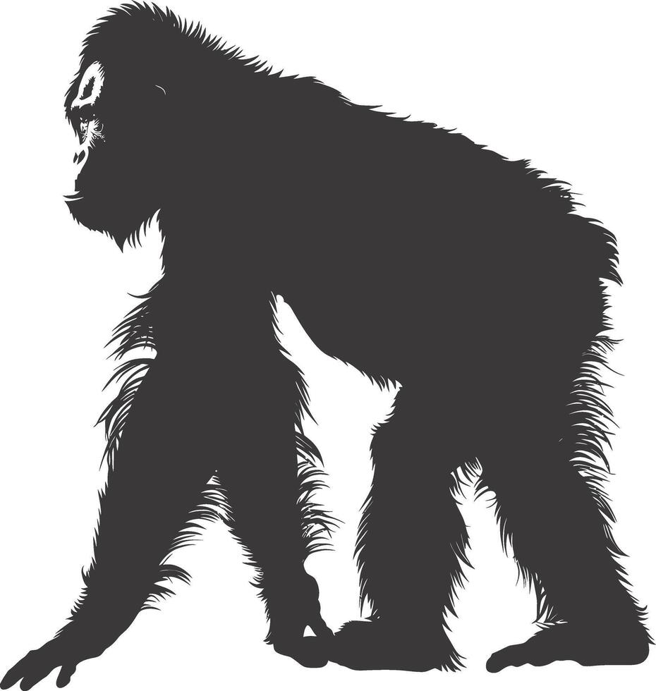 ai généré silhouette orang utan animal plein corps noir Couleur seulement vecteur