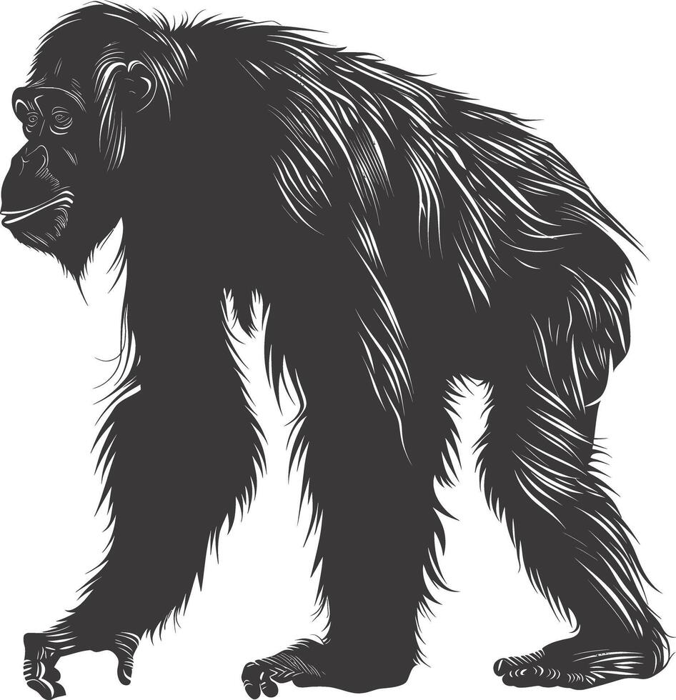ai généré silhouette orang utan animal plein corps noir Couleur seulement vecteur