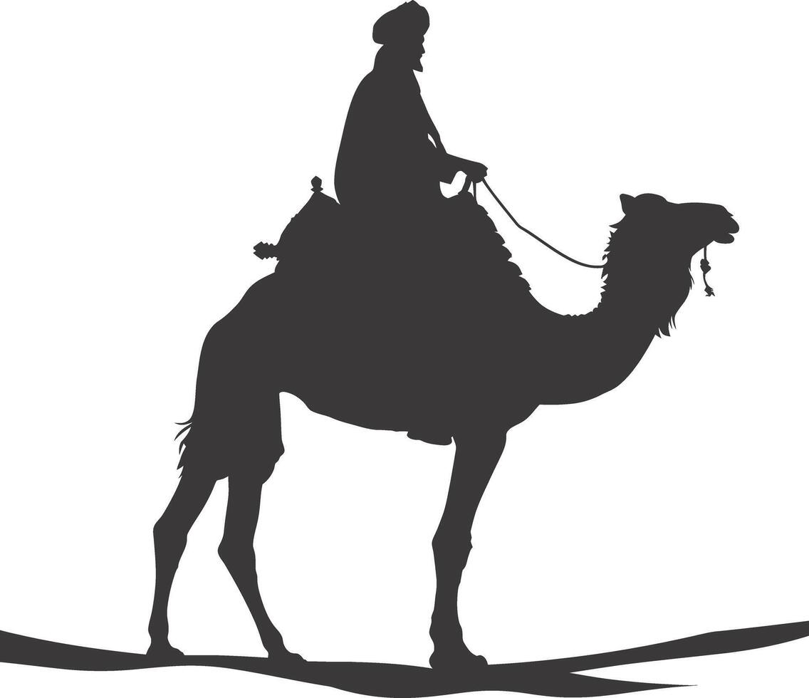 ai généré silhouette de un arabe la personne portant une turban noir Couleur seulement vecteur