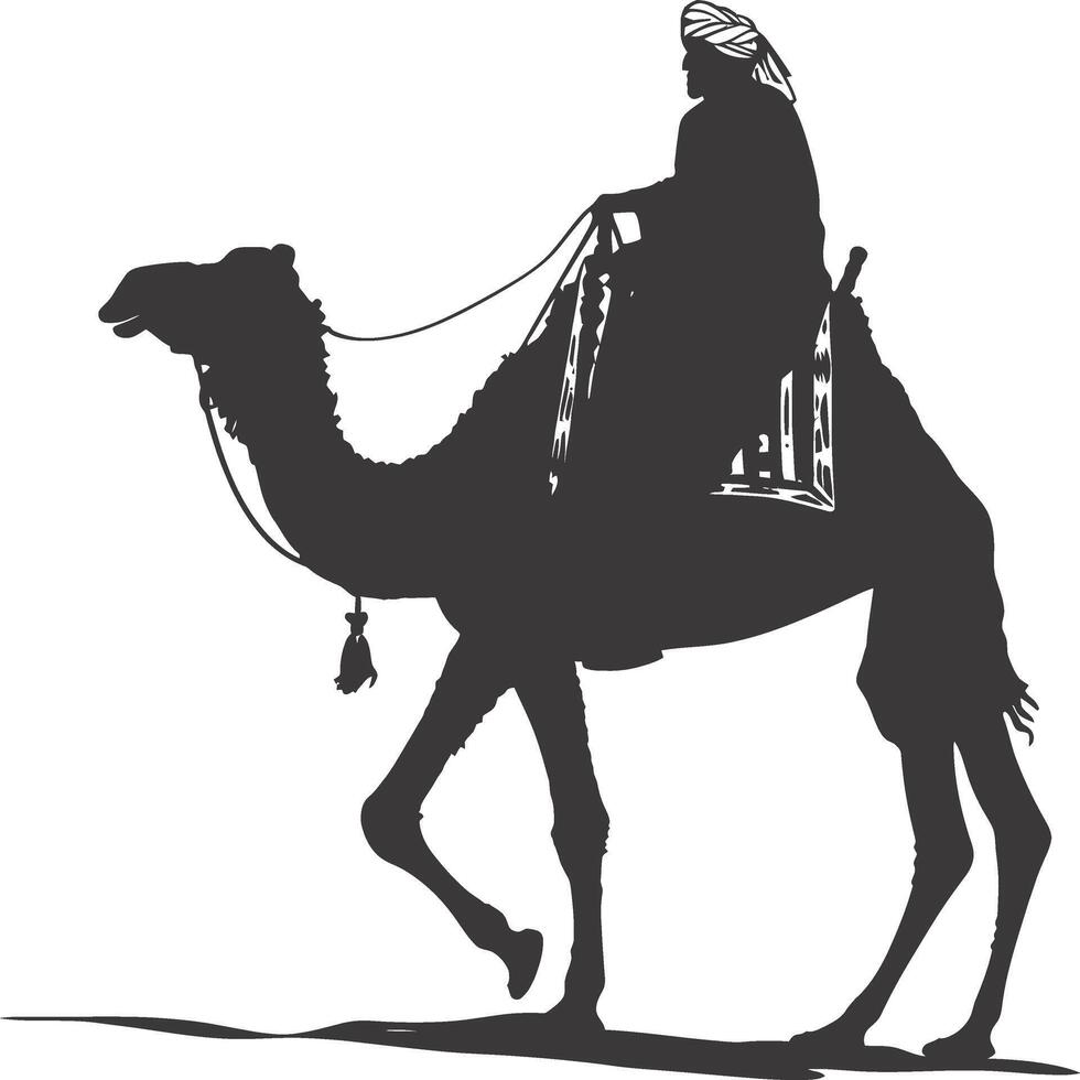 ai généré silhouette de un arabe la personne portant une turban noir Couleur seulement vecteur