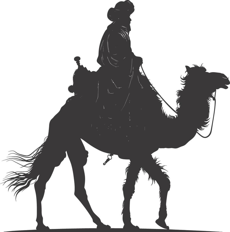 ai généré silhouette de un arabe la personne portant une turban noir Couleur seulement vecteur