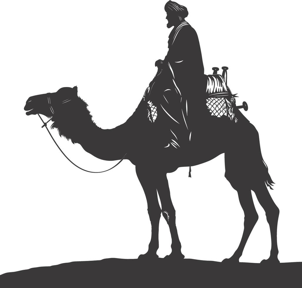 ai généré silhouette de un arabe la personne portant une turban noir Couleur seulement vecteur