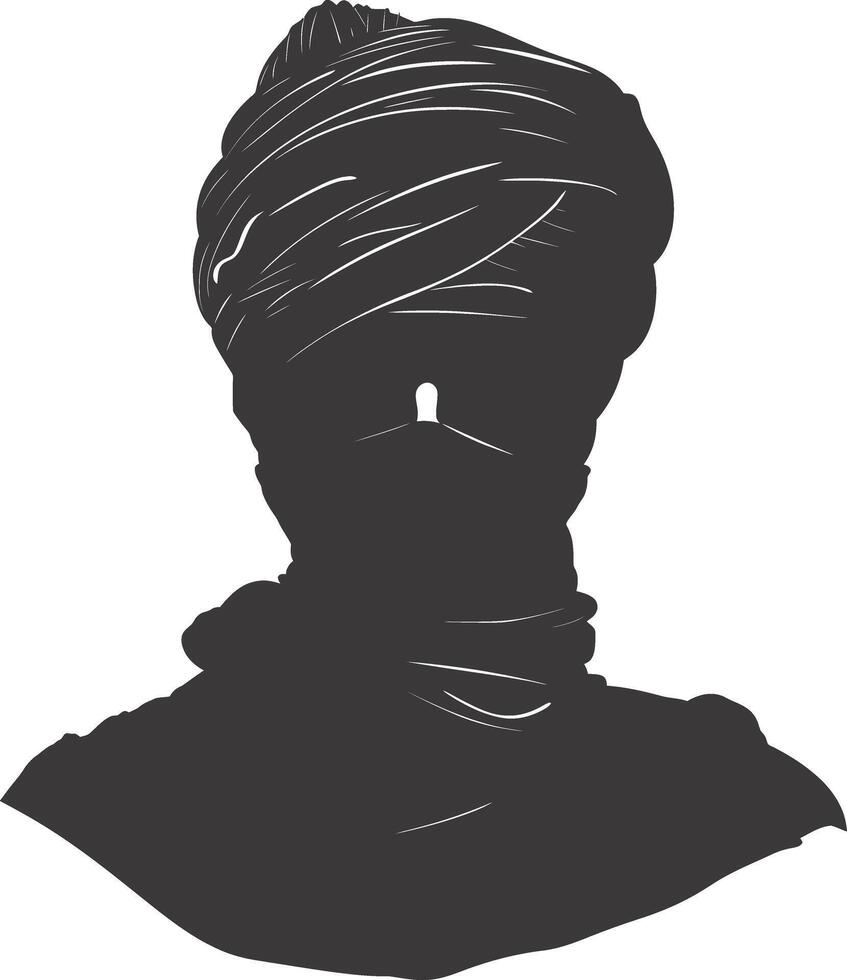 ai généré silhouette de un arabe la personne portant une turban noir Couleur seulement vecteur