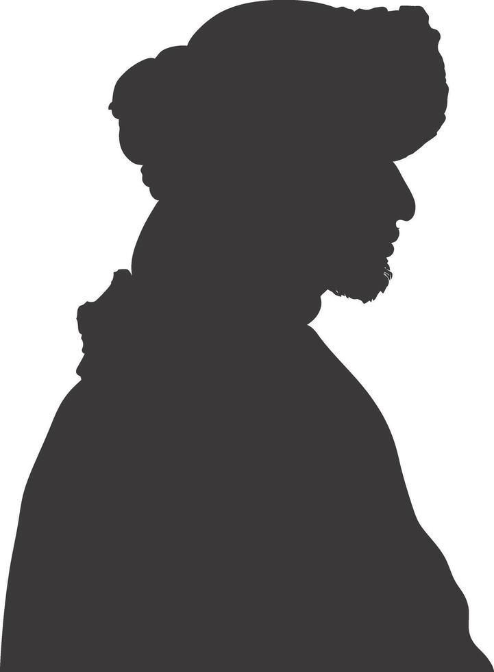 ai généré silhouette de un arabe la personne portant une turban noir Couleur seulement vecteur