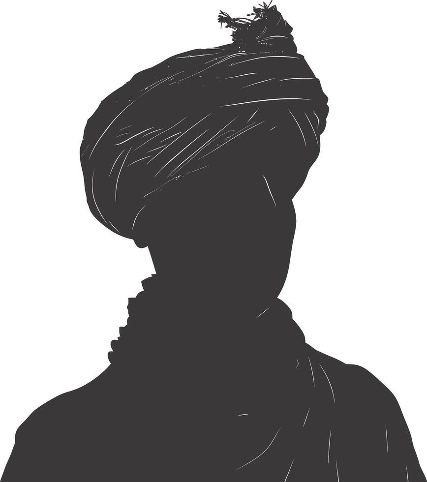 ai généré silhouette de un arabe la personne portant une turban noir Couleur seulement vecteur