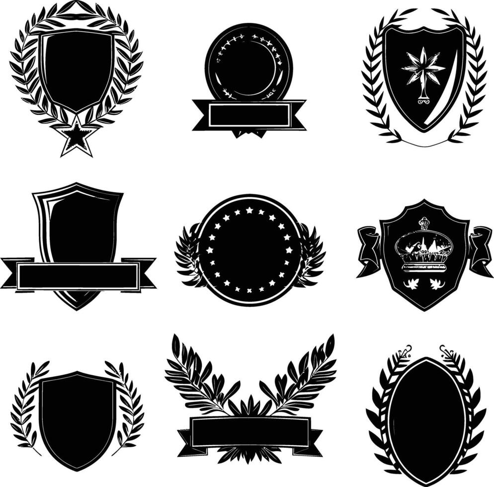 ai généré silhouette ancien rétro badges et médaille élément noir Couleur seulement vecteur