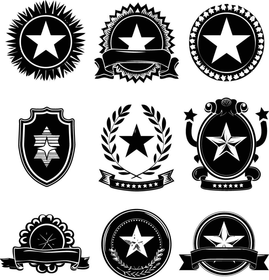 ai généré silhouette ancien rétro badges et médaille élément noir Couleur seulement vecteur